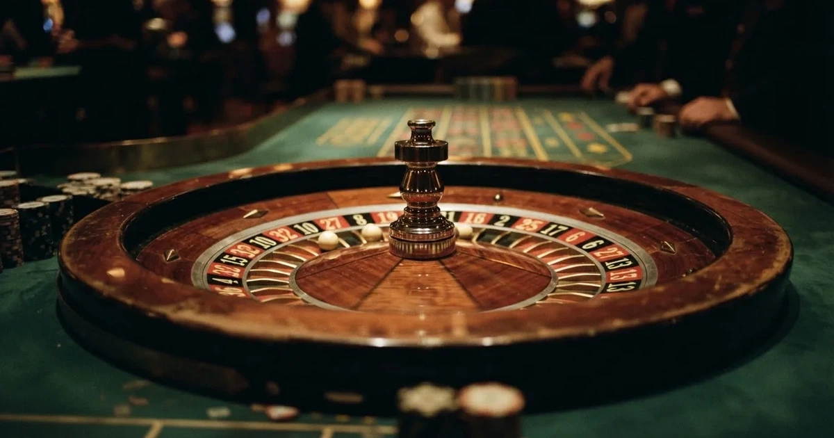 A close-up of a roulette wheel with the ball settling into a numbered pocket.